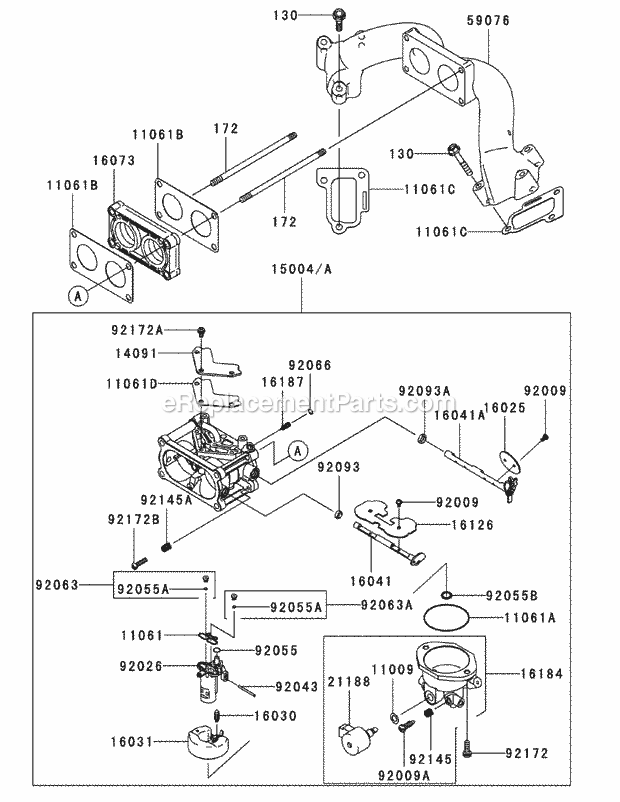Kawasaki Fxt00v-Bs04 Carburetor Diagram and Parts List for S7237-KW 53AP8DU8750 Cub Cadet Sprayer